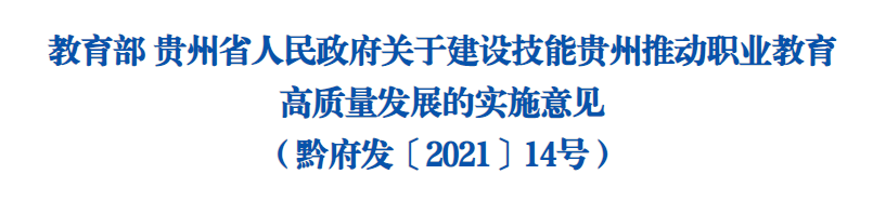 贵州省人民政府关于建设技能贵州推动职业教育高质量发展的实施意见