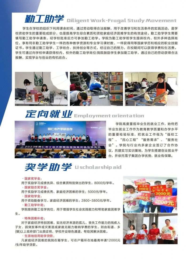 2023年贵州铜仁数据职业学院招生助学就业政策介绍